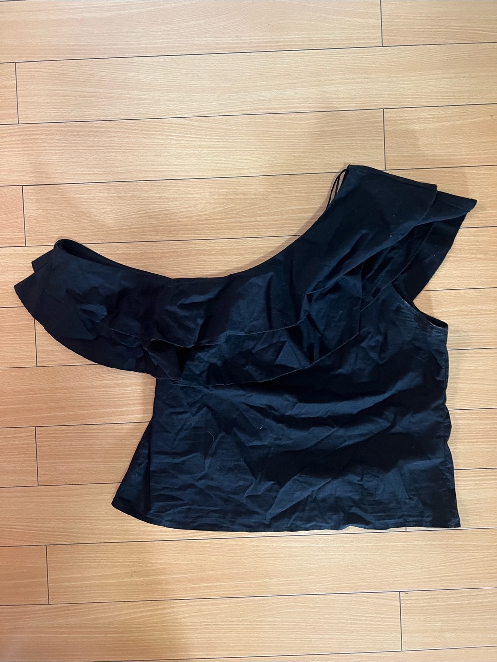 Charlie Paige Black One-Shoulder Ruffle Top